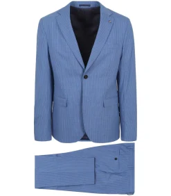 Strato Ossi Kostuum Wol Blauw