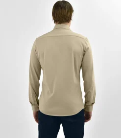Strijkvrij Overhemd - Japanese Knitted - Beige - Slim Fit