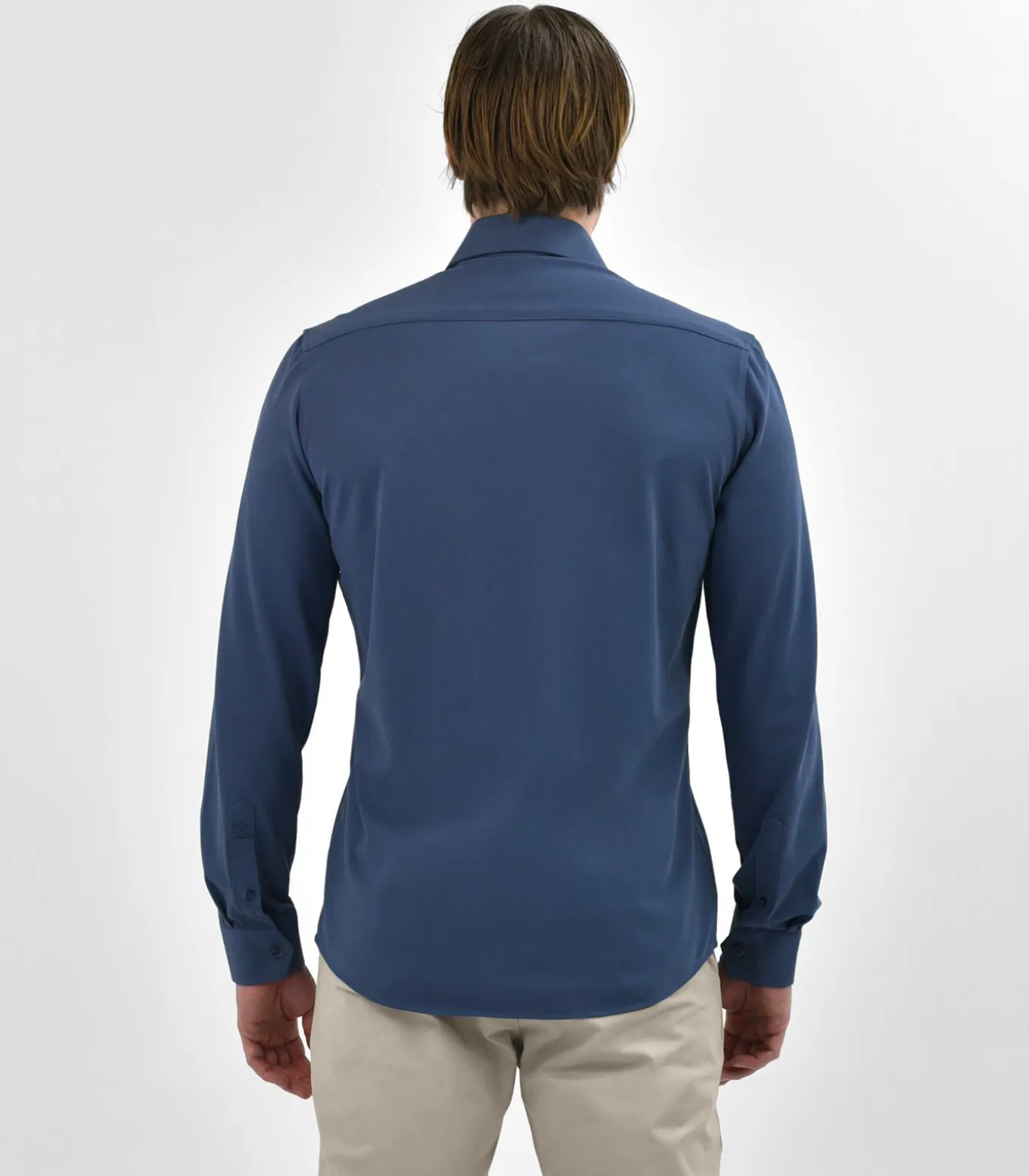 Strijkvrij Overhemd - Japanese Knitted - Blauw - Slim Fit