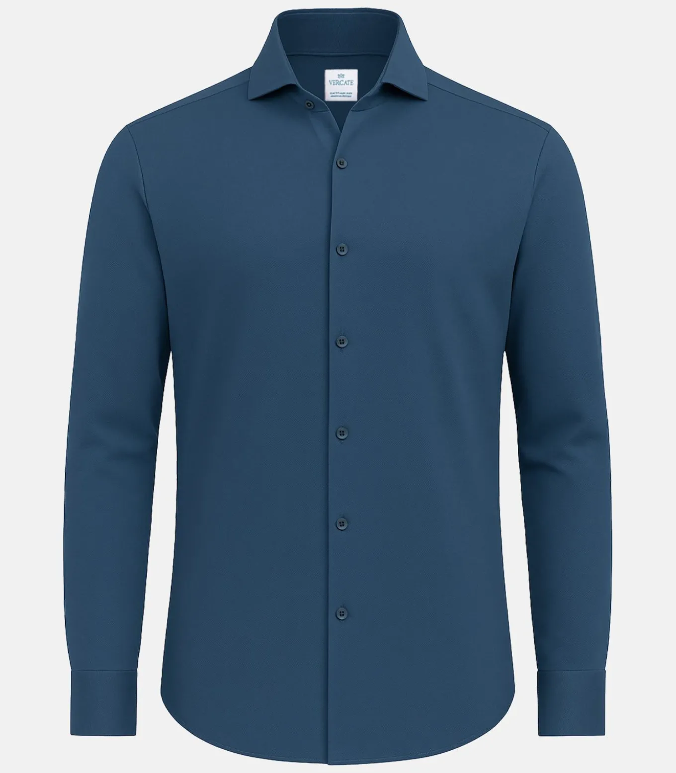 Strijkvrij Overhemd - Japanese Knitted - Blauw - Slim Fit
