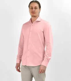 Strijkvrij Overhemd - Japanese Knitted - Roze - Slim Fit