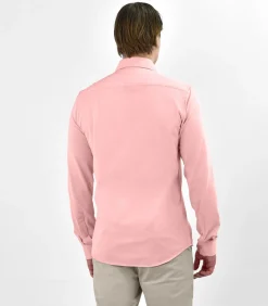 Strijkvrij Overhemd - Japanese Knitted - Roze - Slim Fit