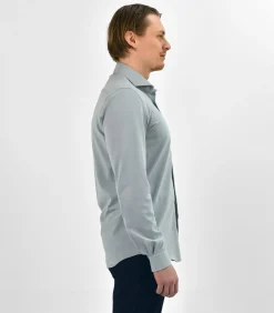 Strijkvrij Overhemd - Japanese Knitted - Lichtgrijs - Slim Fit