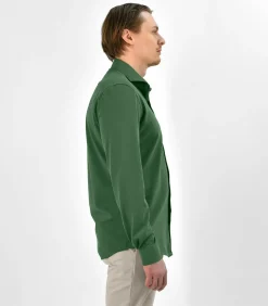 Strijkvrij Overhemd - Japanese Knitted - Groen - Slim Fit