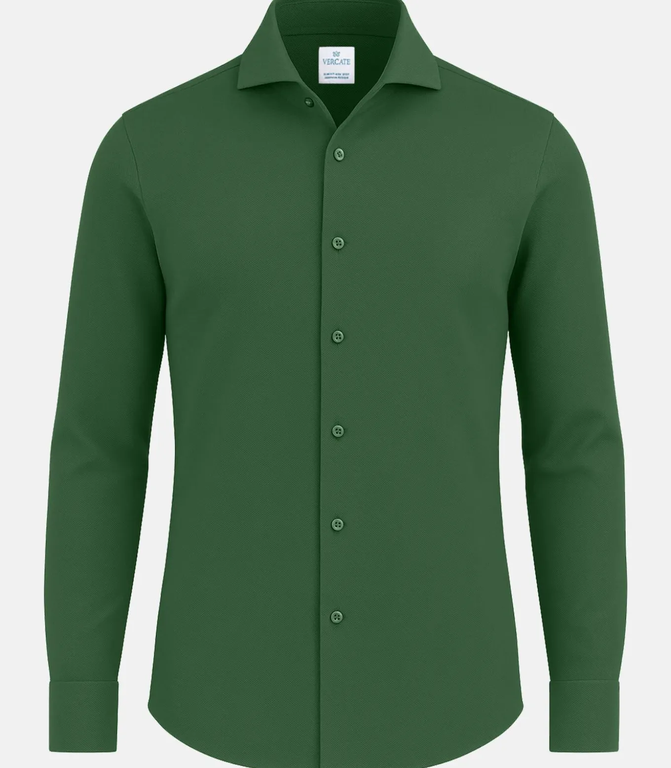 Strijkvrij Overhemd - Japanese Knitted - Groen - Slim Fit