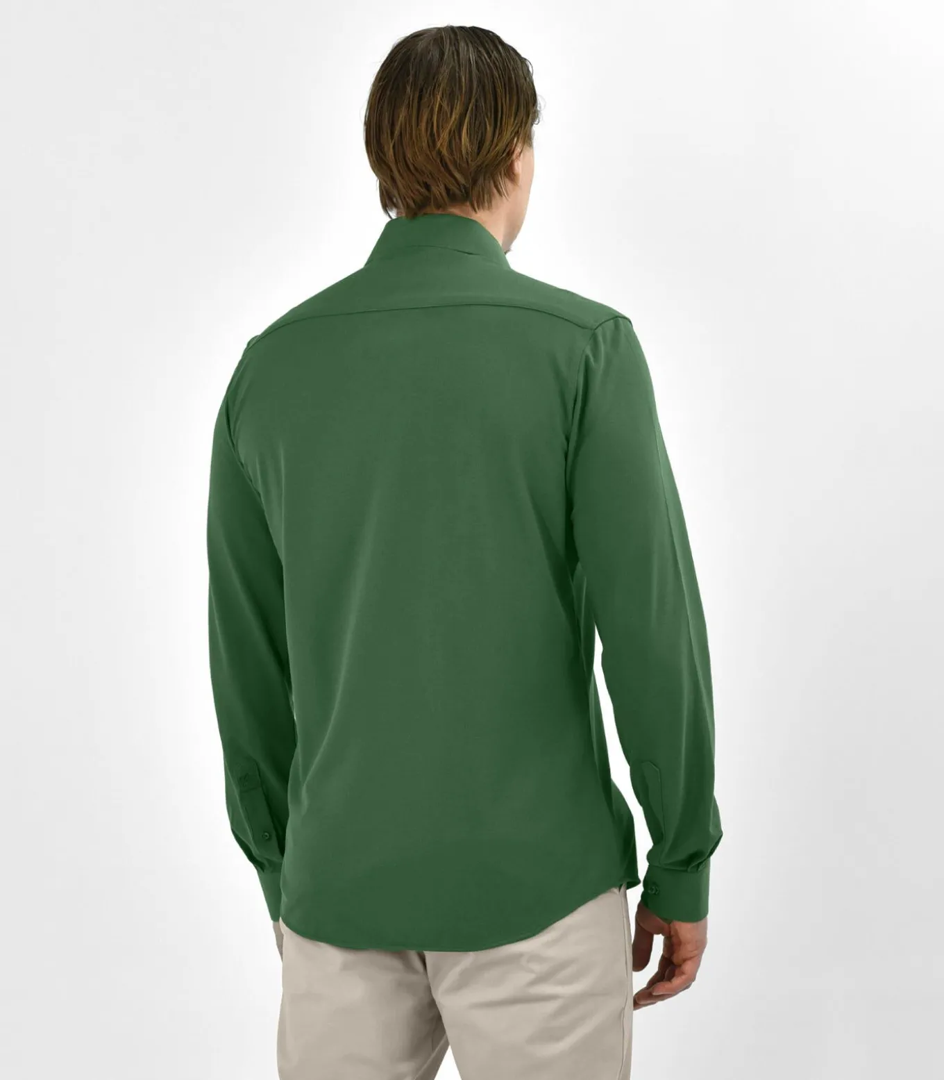 Strijkvrij Overhemd - Japanese Knitted - Groen - Slim Fit
