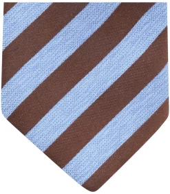 Stropdas Zijde Streep Blauw Bruin