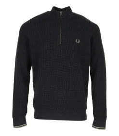 Sweater Waffle Stitch Half Zip Jumper