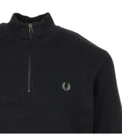 Sweater Waffle Stitch Half Zip Jumper