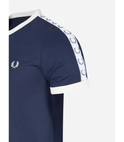 Taped ringer t-shirt - carbon blue