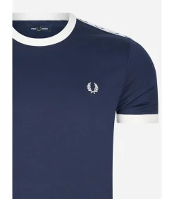 Taped ringer t-shirt - carbon blue
