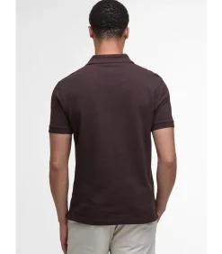 Tartan pique polo shirt - dark oak