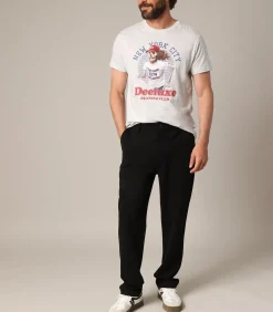 THIAGO - Rechte zwarte mesh-broek, elastische taille met trekkoord