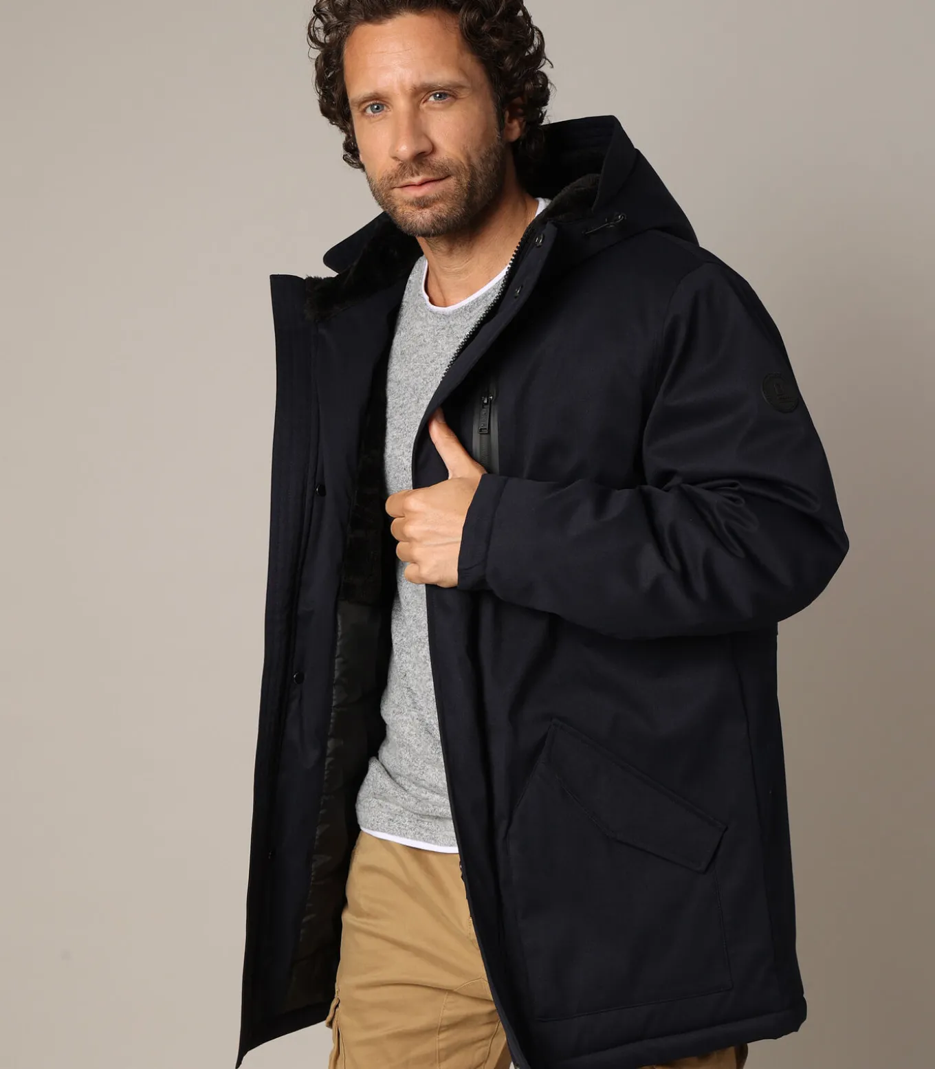 TOYLEN - Casual parka met capuchon, lengte tot halverwege de dij