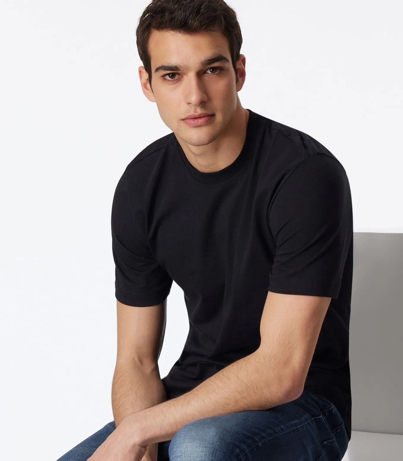 t-shirt ronde hals 2 pack essentials american shirts black