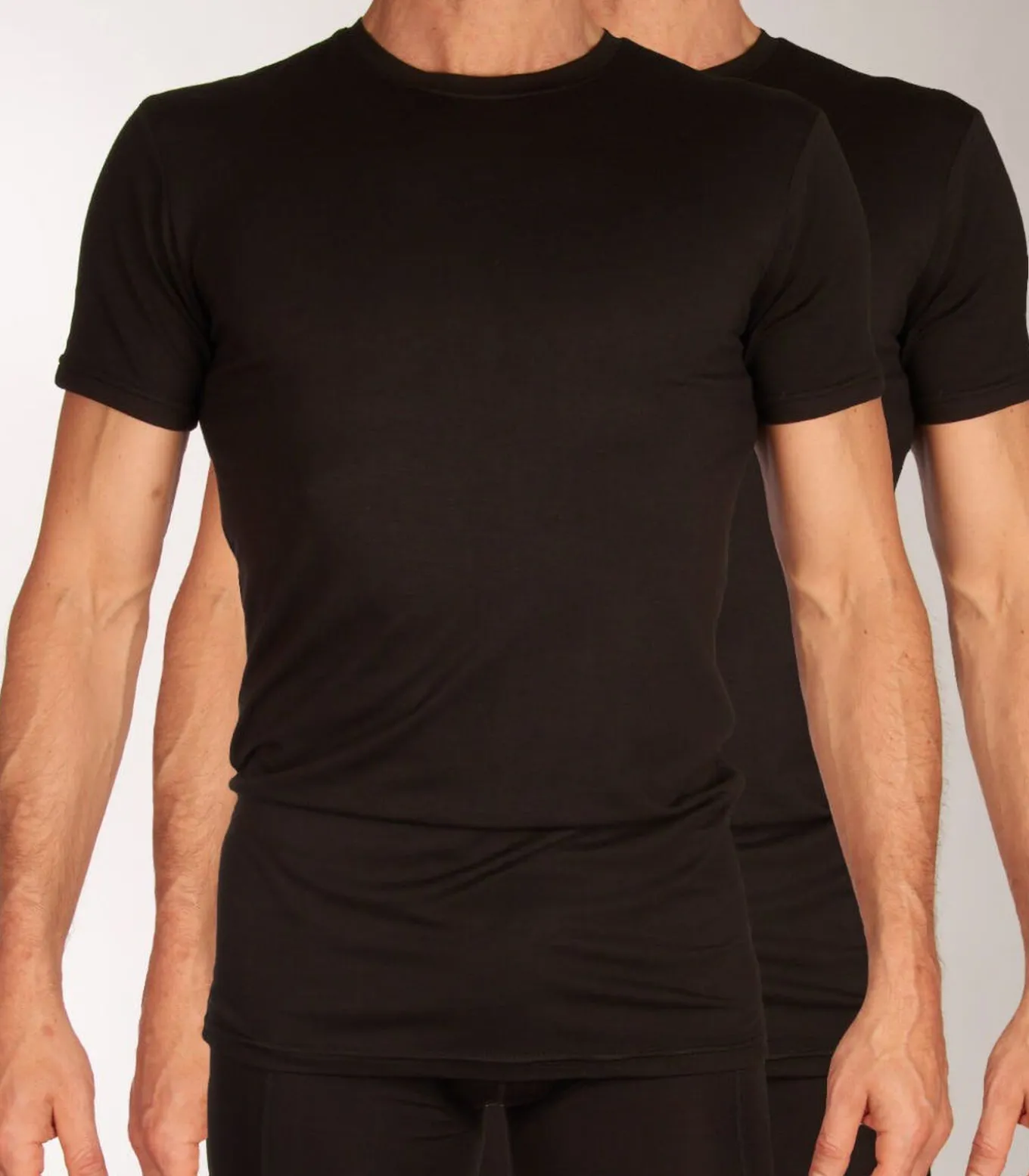 t-shirt ronde hals 2 pack knitted r-neck t-shirt black