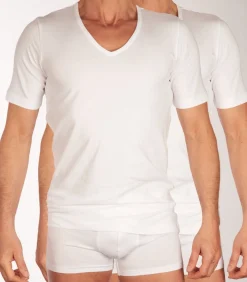t-shirt v-hals 2 pack 95/5 organic cotton shirts white