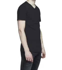 t-shirt v-hals 2 pack jacbasic tee black