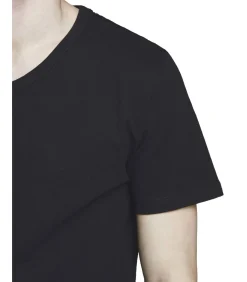 t-shirt v-hals 2 pack jacbasic tee black