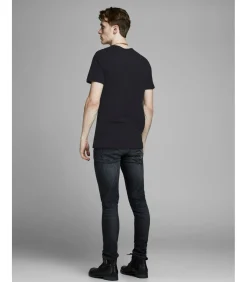 t-shirt v-hals 2 pack jacbasic tee black