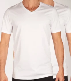 t-shirt v-hals 2 pack jacbasic tee white