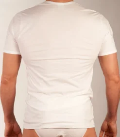 t-shirt v-hals atletic cotton white