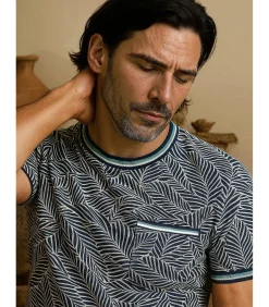 Wit heren t-shirt met plantenprint