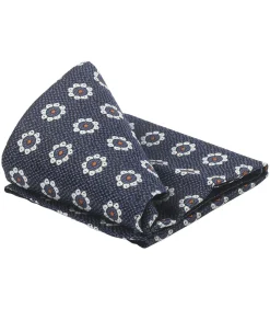 Zijde Pochet Bloem Navy