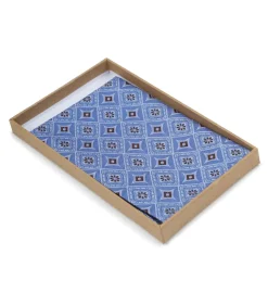 Zijde Pochet Print Blauw