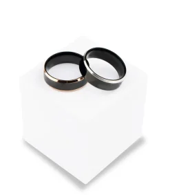 Zwarte Heren Ring met Zilver Kleurige Rand - Staal