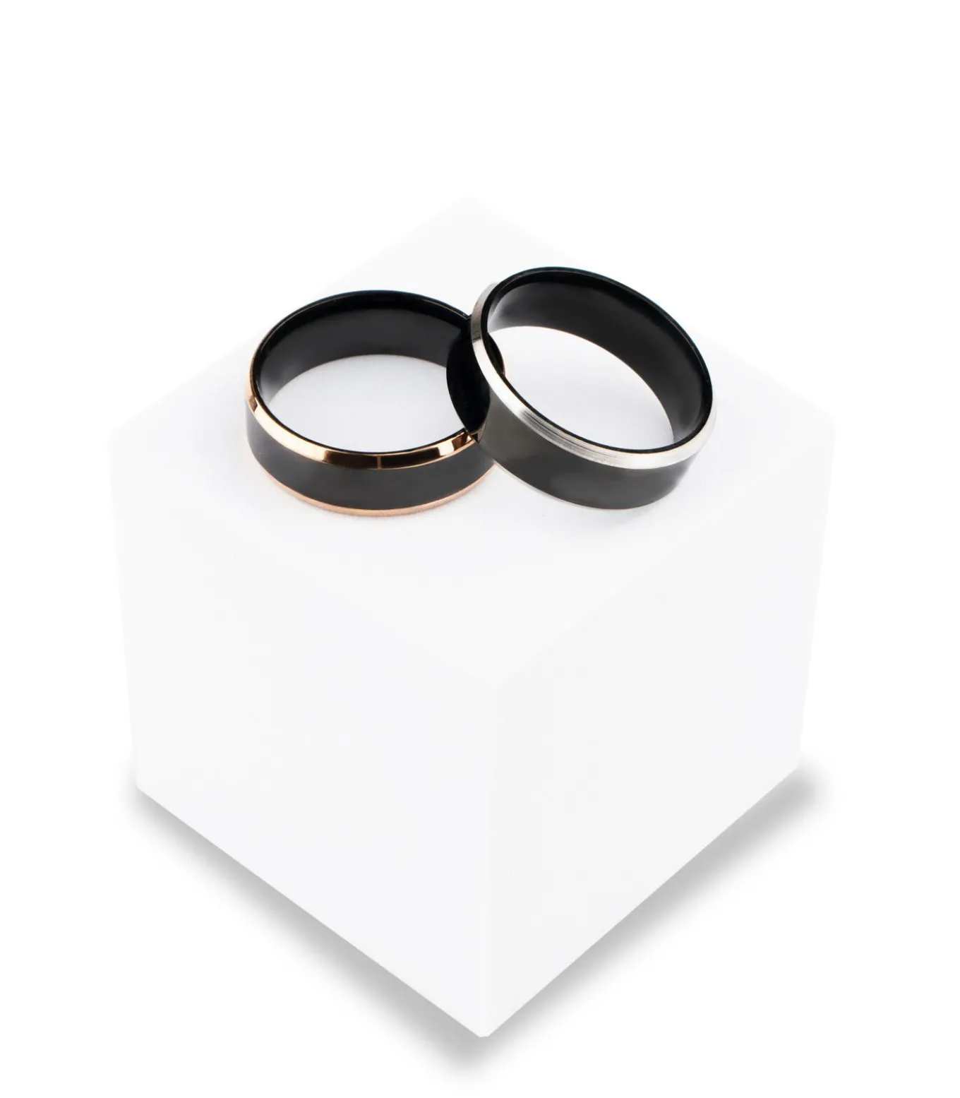 Zwarte Heren Ring met Zilver Kleurige Rand - Staal